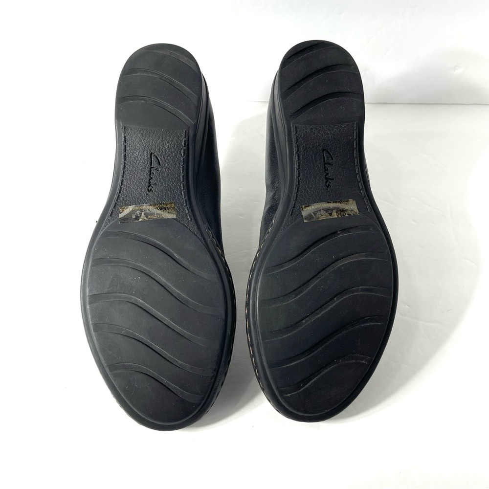 Clarks Bendables Black Leather Slip-On Shoes Size 9 - Picture 7 of 12